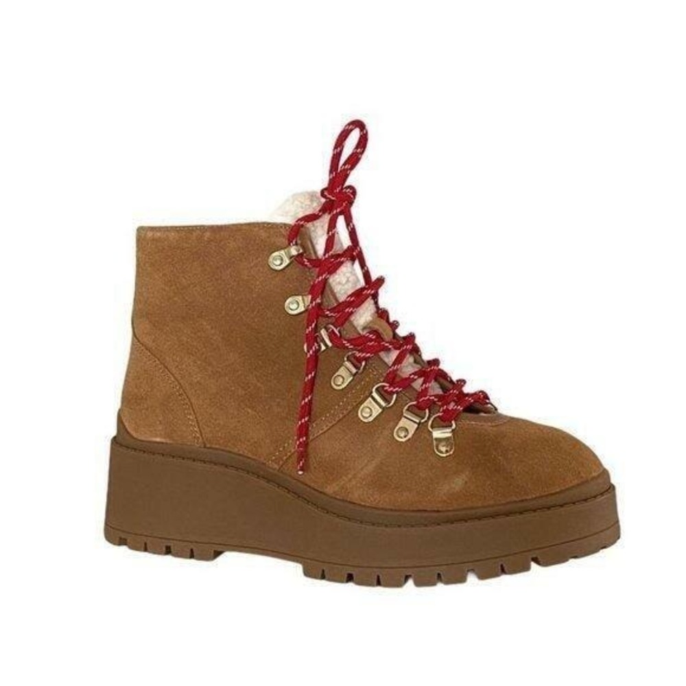 NIB Aqua Womens Miranda Suede Lace Up Combat Boots 9 Cognac